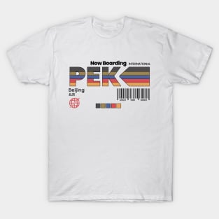 Vintage Beijing PEK Airport Label Retro Travel China T-Shirt